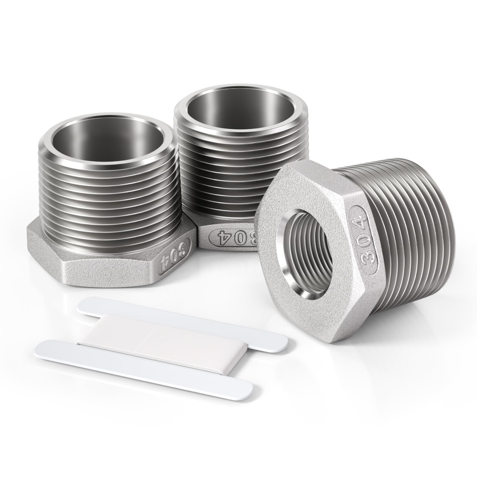 Bwintech 2 Piezas 1/4" Macho a 1/2" Hembra BSP Rosca Acero Inoxidable 304 Conector Reductor Hexagonal para Conversión de Conexión de Tuberías — view 7