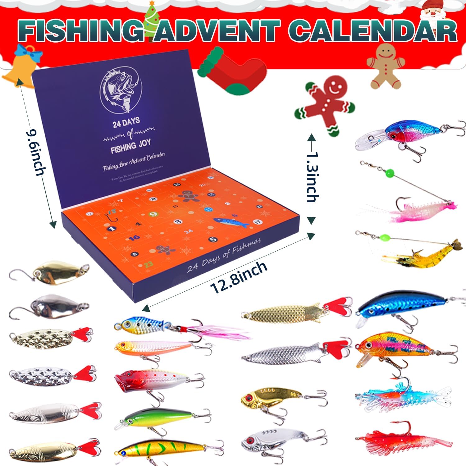 Fishing Advent Calendar 2026 Adult,24 Days Christmas Countdown Advent Calendar Fishing Gifts for Men, Teens, Boys,Surprise Xmas Gifts for Boyfriend, Husband,Fishermen