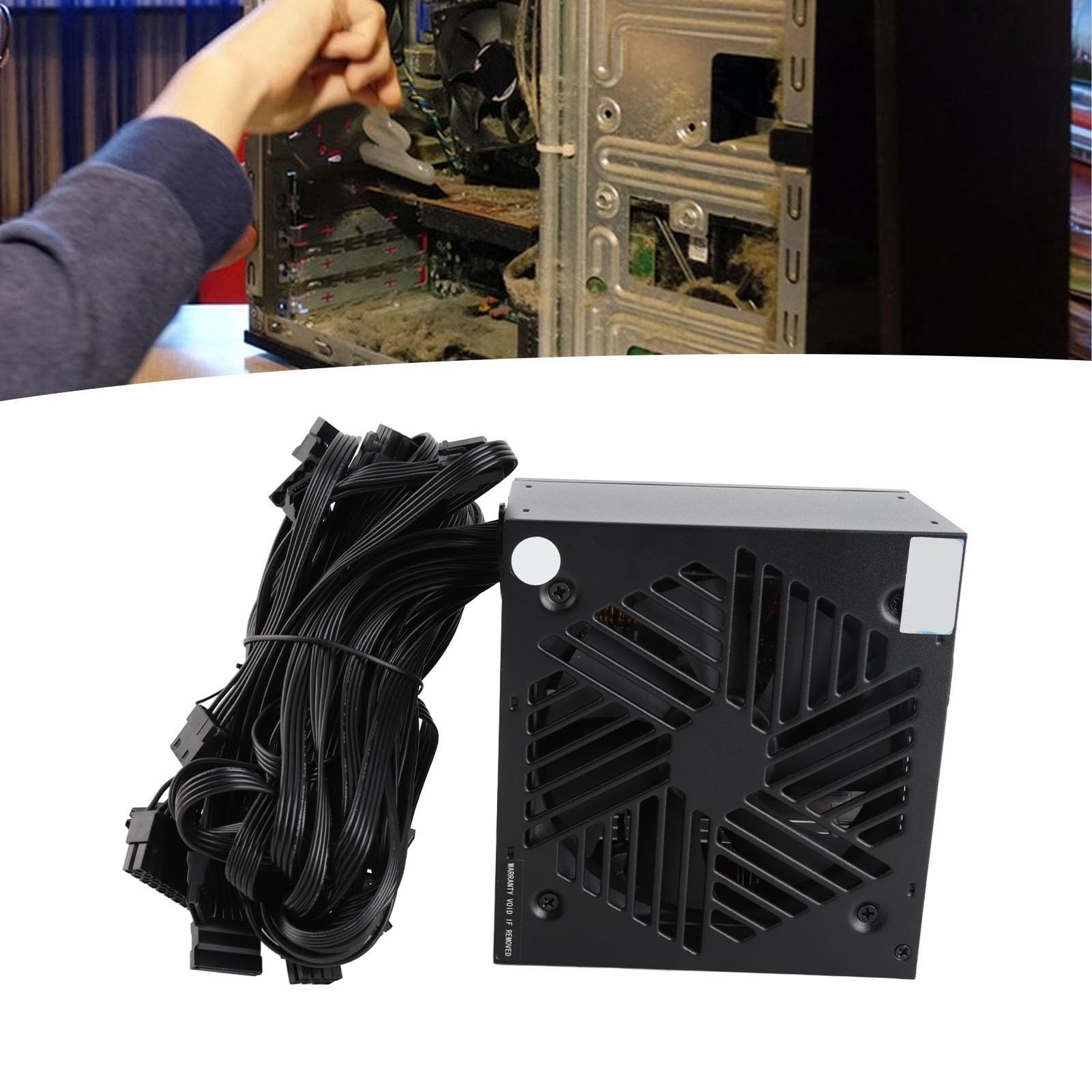 Naroote Aktywny Zasilacz Komputerowy ze Wsparciem Lineback, Zasilacz Komputerowy 800 W do Gier, Kompatybilny z Systemami Vista i 10, Energooszczędny Pobór Mocy W Trybie Gotowości 1 W