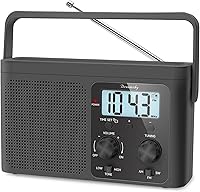DreamSky Portable AM FM Shortwave Radio - Battery/AC Powered, Strong Reception, Easy Analog Dial, Digital Clock, Perfect for Seniors & Outdoor Use