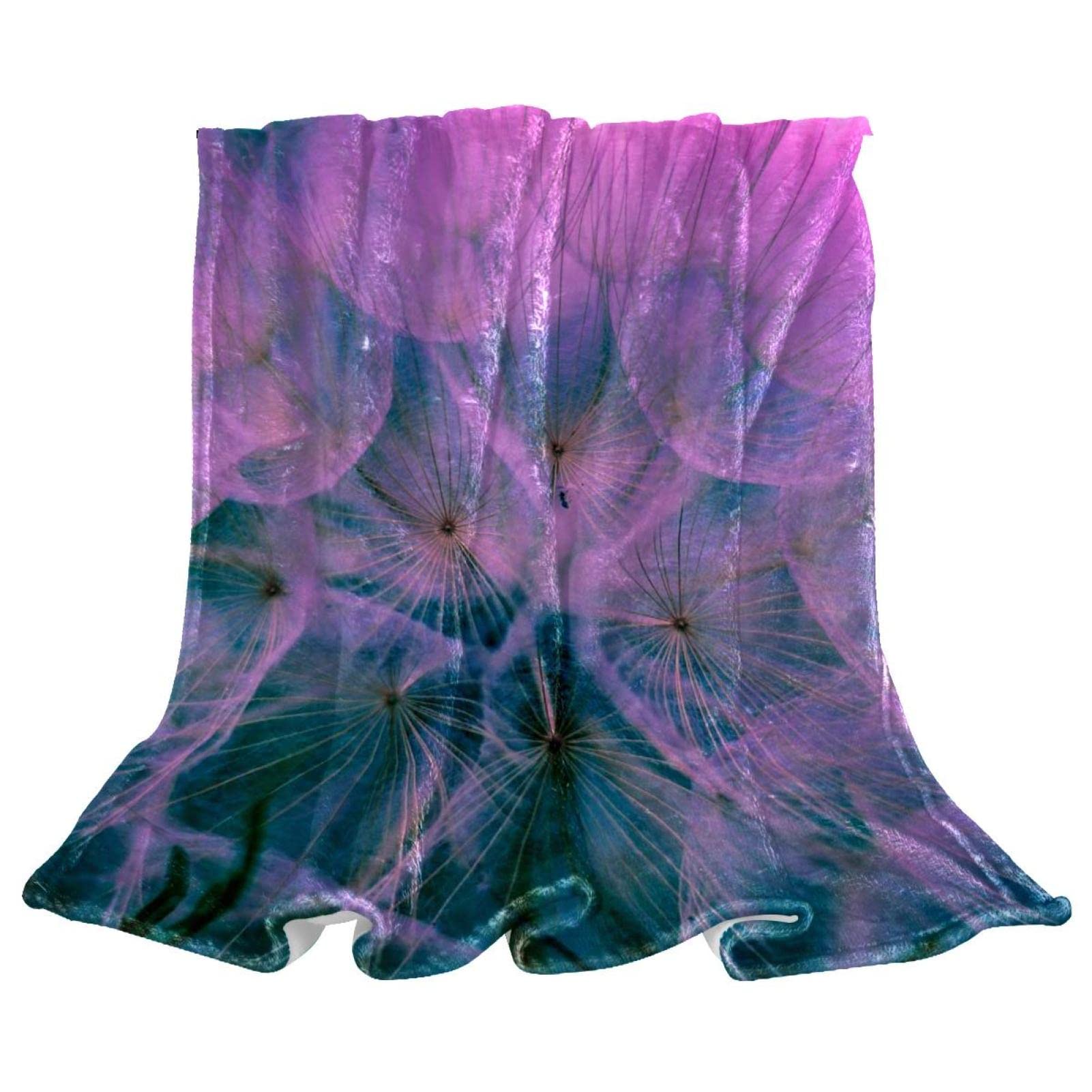 Couverture polaire pissenlit violet pour canapé plaid doux anti-frissons