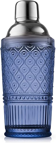 Godinger Coctelera, coctelera de Martini, coctelera de vidrio - 17 onzas, colección Claro, azul