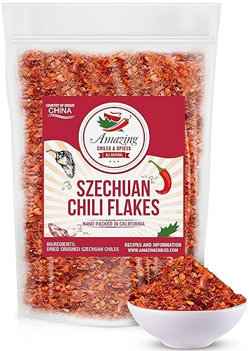 Sichuan Chili Flakes 1 libra 16 onzas Especias tradicionales de pimienta roja y condimento Szechuan para platos tailandeses coreanos mexicanos y