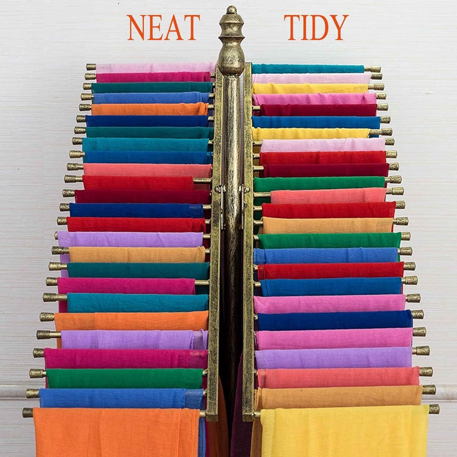 GAMAK Scarf Display Stand Retail, Scarf Rack Free Standing for 40/50 Scarves, Silk Neckband Girdle Pants Scarf Storage Organizer for Boutique Clothing Store Home (Color : Black, Size : Large)