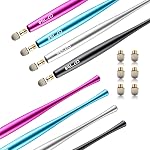 Elzo Stylus Pen Combo pour écran tactile 4 Boîtes 6 Fibre de remplacement Conseils fins pour Comprimé iPad, iPhone, Microsoft Surface Pro, HTC, Sony, Plus de téléphones Android (Noir & argent & Rose rouge et bleu)