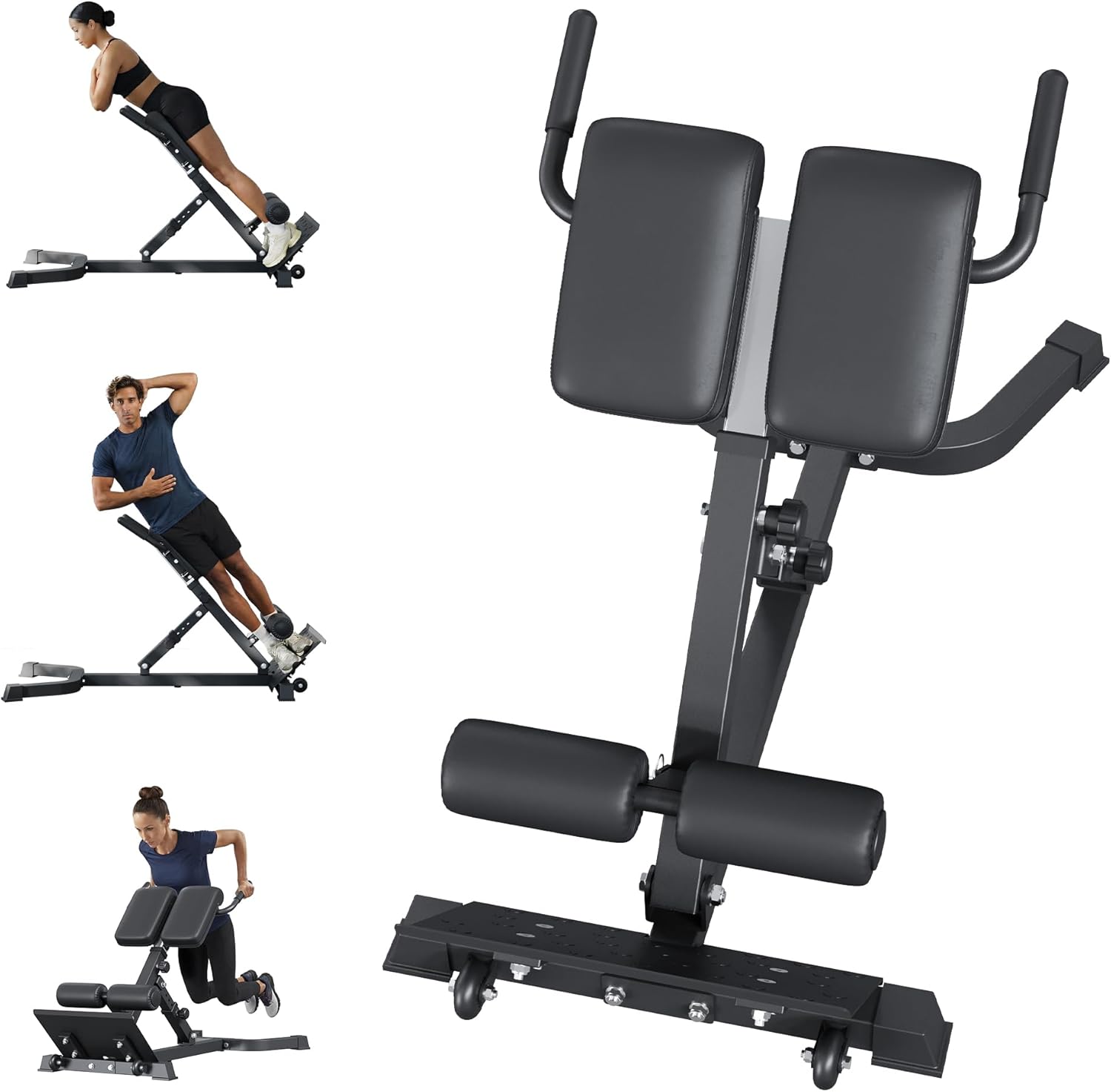 Hyper Back Extension Roman Chair, Foldable Multifunctional Bench for Lower Back, Glutes & Core, Adjustable Incline & Height, Oversized Footplate for Stability, Home Gym Equipment for Full Body Workout