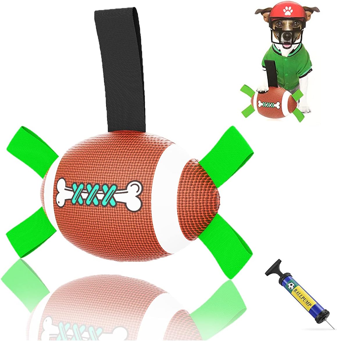 Dog Toys Football Ball, Interactive Dog Toys for Tug of War, Durable Fun Dog Water Toy with Grab Tabs, Dog Rugby Balls Gift for Puppy, Small & Medium Dogs