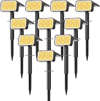 Flaow 10-Pack Solar Spot Lights Outdoor 118 LEDs - 4 Modes IP67 Waterproof Auto On/Off Landscape Pathway Lights for Yard Garden Patio (Warm White)