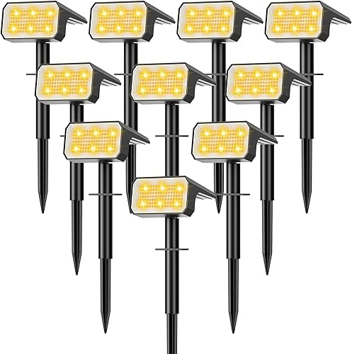 Miniatura 1 de Focos solares para exteriores, 10 unidades118 LED 4 modos de encendido y apagado automático, focos solares de paisaje, IP67 impermeables, luces de