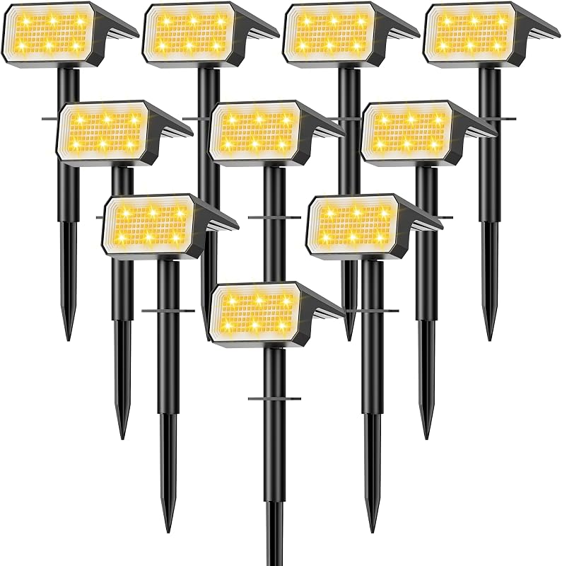 Solar Spot Lights Outdoor Waterproof, 10 Pack, 118 LED Warm White | IP67, 4 Modes Auto On/Off, for Yard Garden Pathway Walkway Tree Patio Driveway