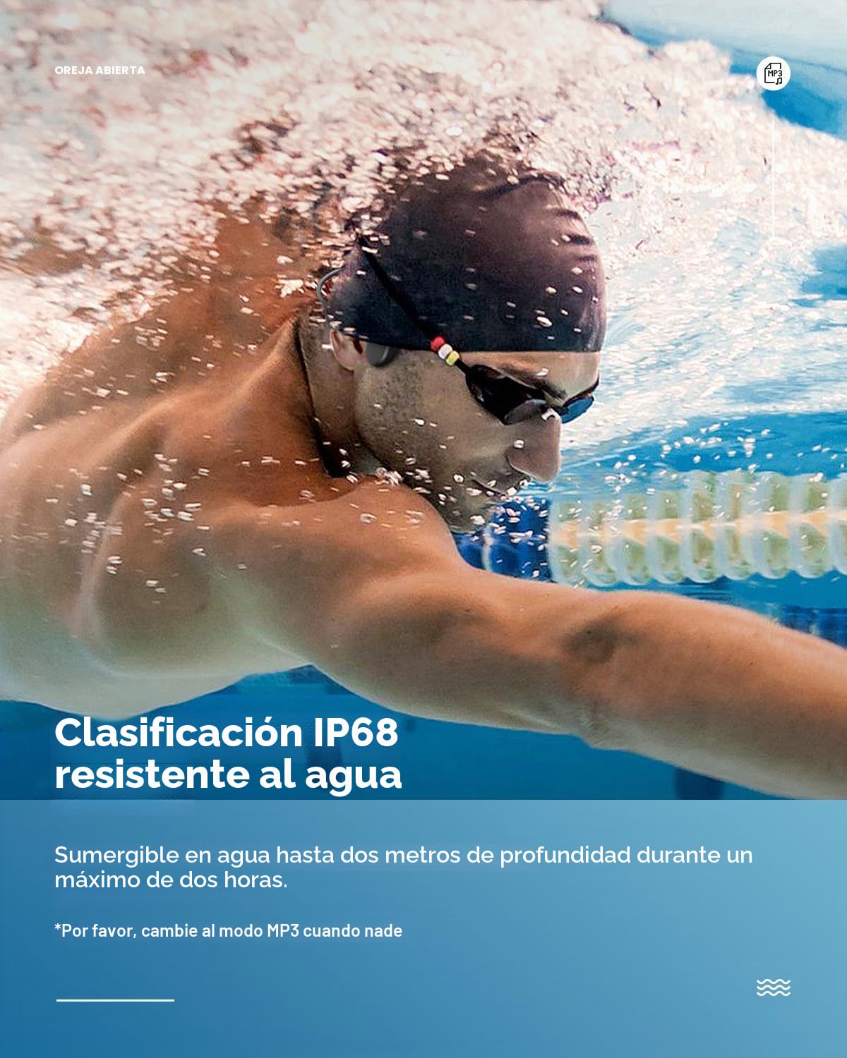 Guudsoud Auriculares de natación de conducción ósea, Bluetooth 5.4 IP68, impermeables, con almacenamiento MP3 de 32 GB, auriculares deportivos inalámbricos de oreja abierta para correr, ciclismo