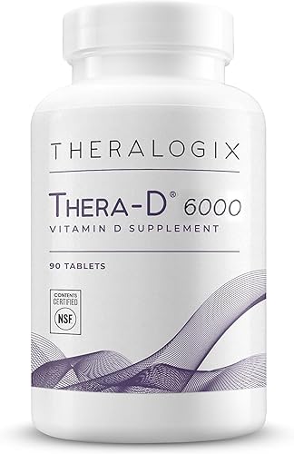 Theralogix Thera-D 6000 Suplemento de vitamina D - 6,000 UI (150 mcg) Tabletas de vitamina D3 - Suministro para 90 días - Suplemento de apoyo