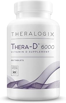 Theralogix Thera-D 6000 Vitamin D Supplement - 6,000 IU 150 mcg Vitamin D3 Tablets - 90-Day Supply - Immune Support Supplement for Women & Men - Aids Bone & Heart Health - NSF Certified - 90 Tablets