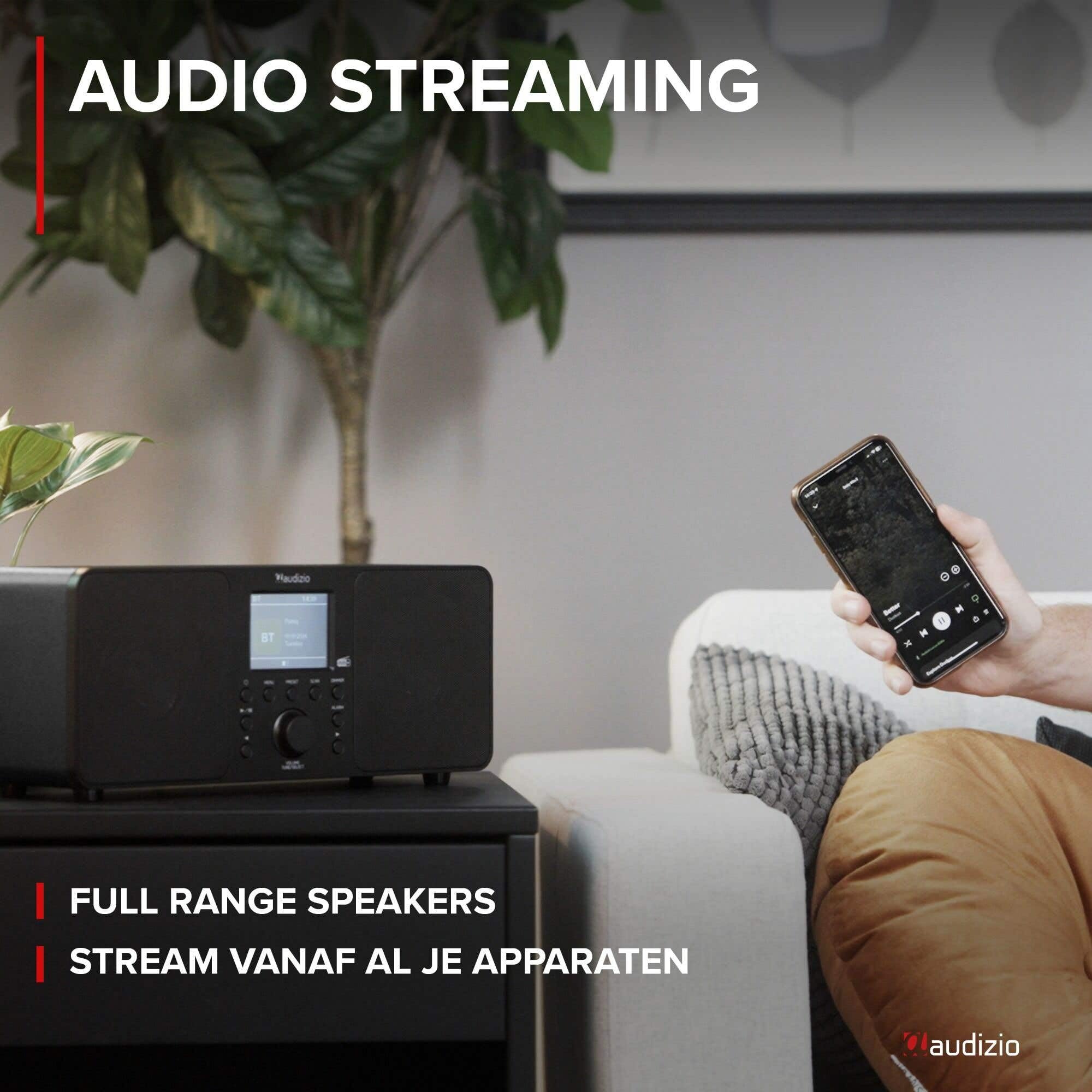 Audizio Genua Radio Digitale DAB+ Bluetooth 50W Altoparlanti Stereo FM USB Doppio Allarme Telecomando Display Colori