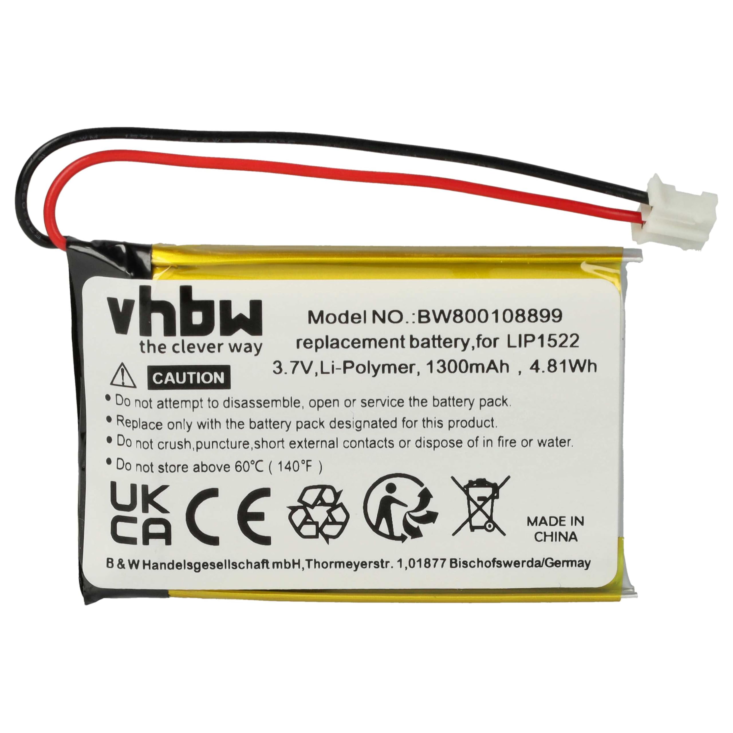 vhbw Bateria kompatybilna z Sony PlayStation 4 PS4 Wireless Controller Dualshock 4 (CUH-ZCT1) - zamiennik do LIP1522, KCR1410 - (litowo-polimerowy, 1300 mAh, 3,7 V)