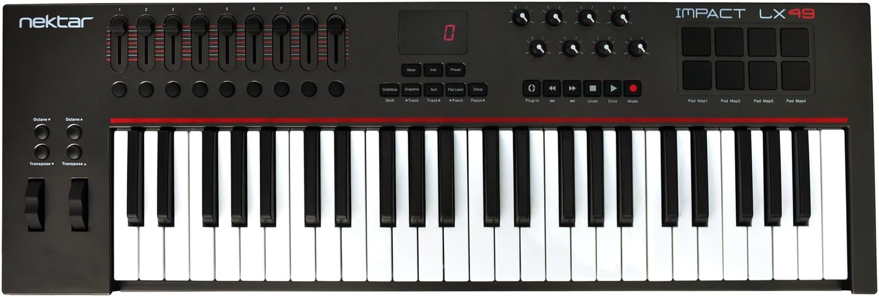 Nektar Impact LX49 49 Note Keyboard Controller Pre-mapped DAW Configurations and Eight Performance Pads