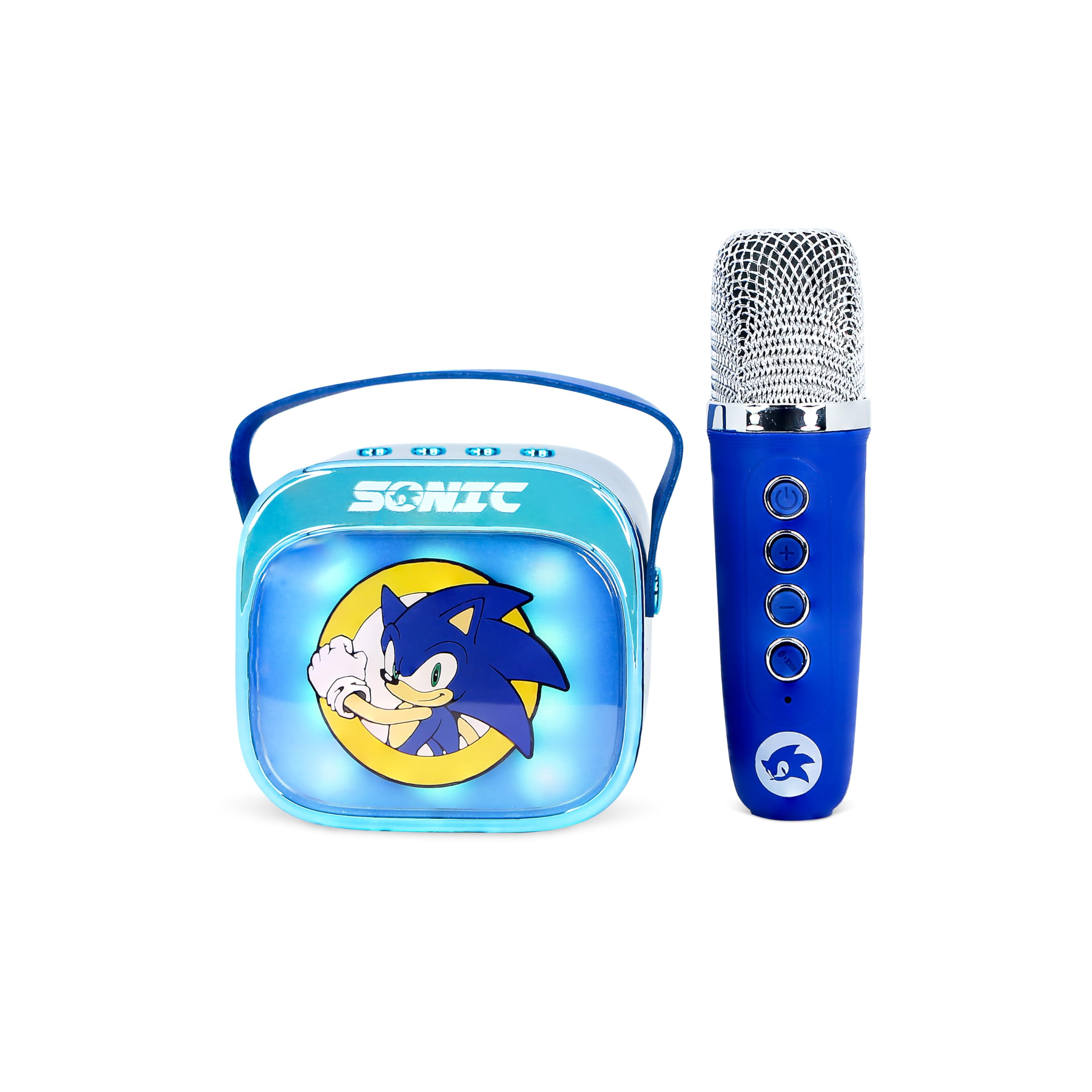 Sonic the Hedgehog Mini LED Wireless Karaoke Speaker with Bluetooth Microphone, Blue, Colour-Changing Lights