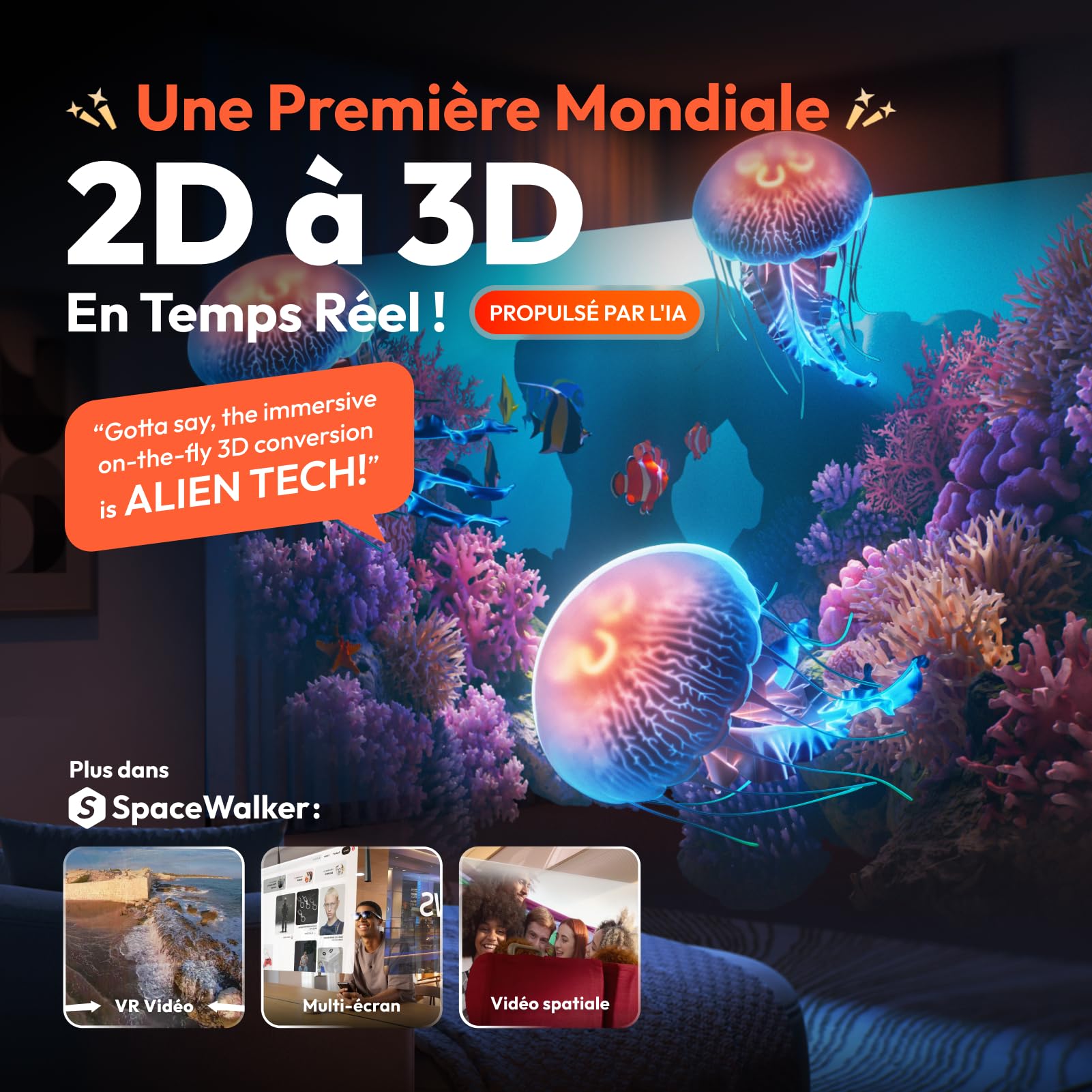 VITURE Lunettes AR Pro, écran 135” 120Hz, Audio Harman, Film électrochrome, Lunettes XR compatibles avec iPhone 17/16/15, Android, Mac, PC, Switch, Switch 2 - Occasion