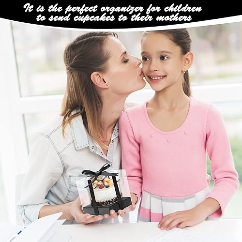 Miniatura 7 de Paquete de 12 cajas de plástico transparente para cupcakes, 3.5 pulgadas, contenedores individuales desechables individuales para cupcakes, caja con