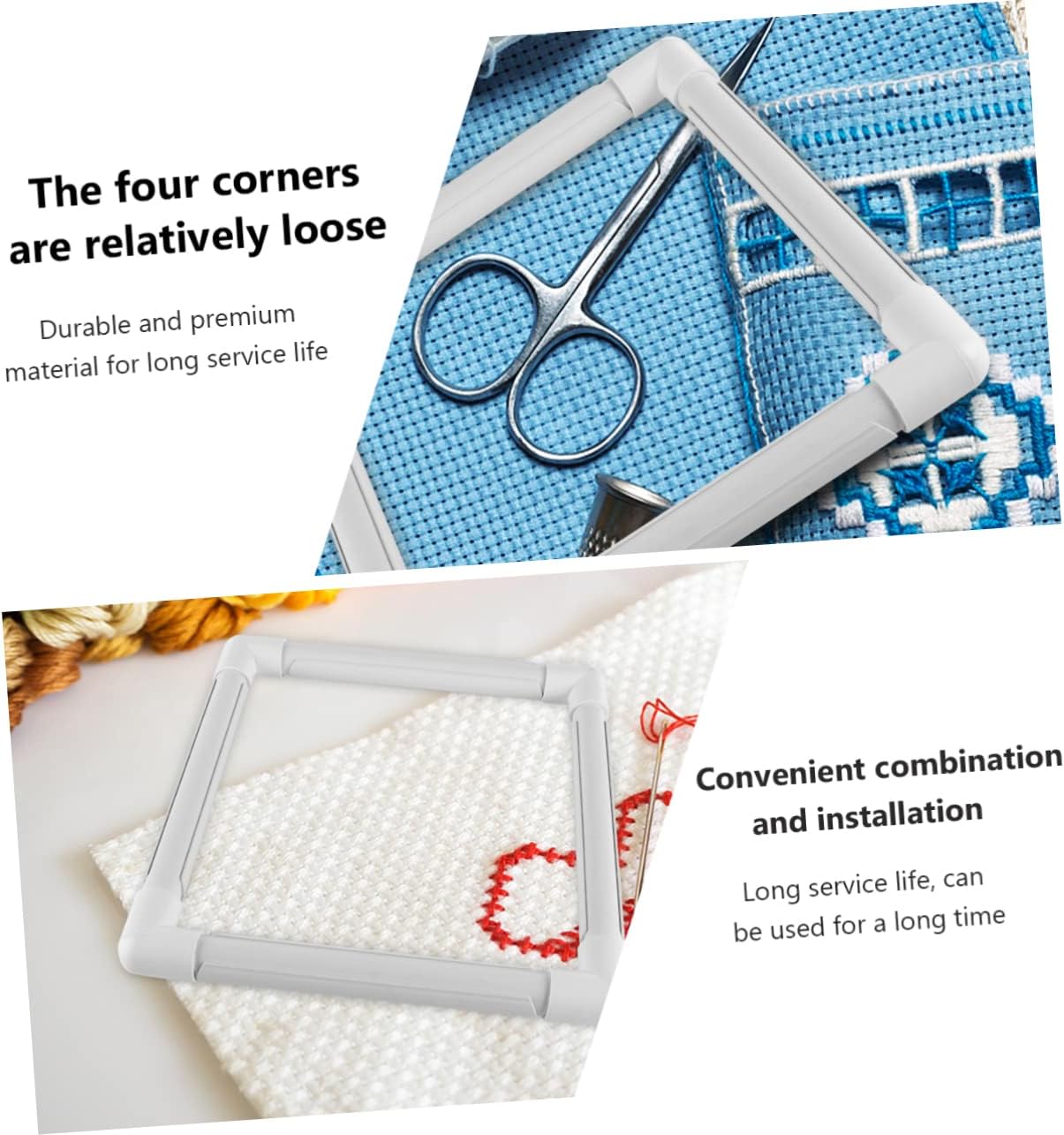 Uonlytech 1Pc Durable Square Clip Frame for Easy Assembly Embroidery and Cross Stitch Tool for DIY Craft Projects and Needlework