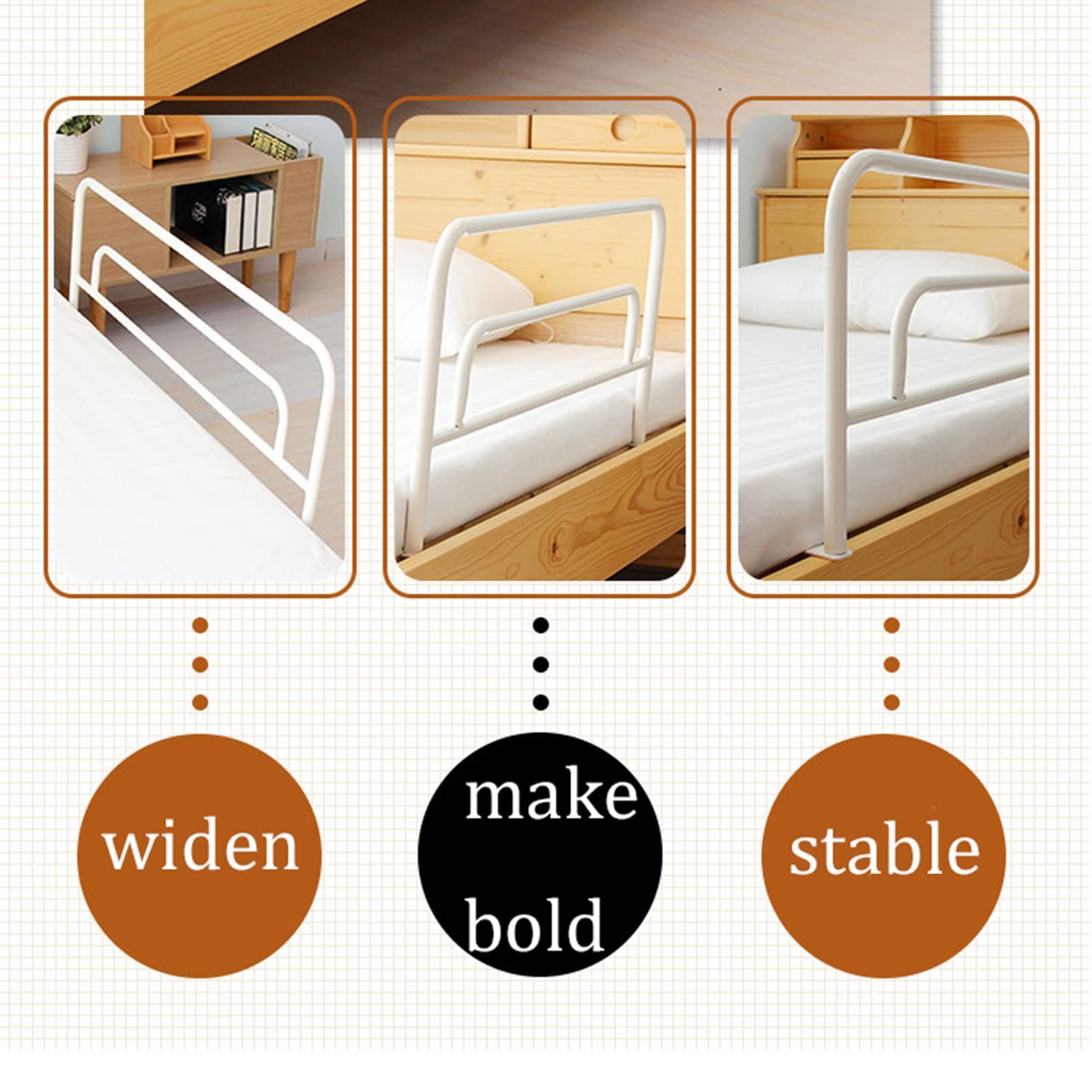 Binari medici per letto per anziani, maniglia per guida di assistenza al letto, maniglia di sicurezza per letto, barra di sostegno in piedi con protezione anticaduta (dimensioni: 90 x 52 x 40,5 cm)