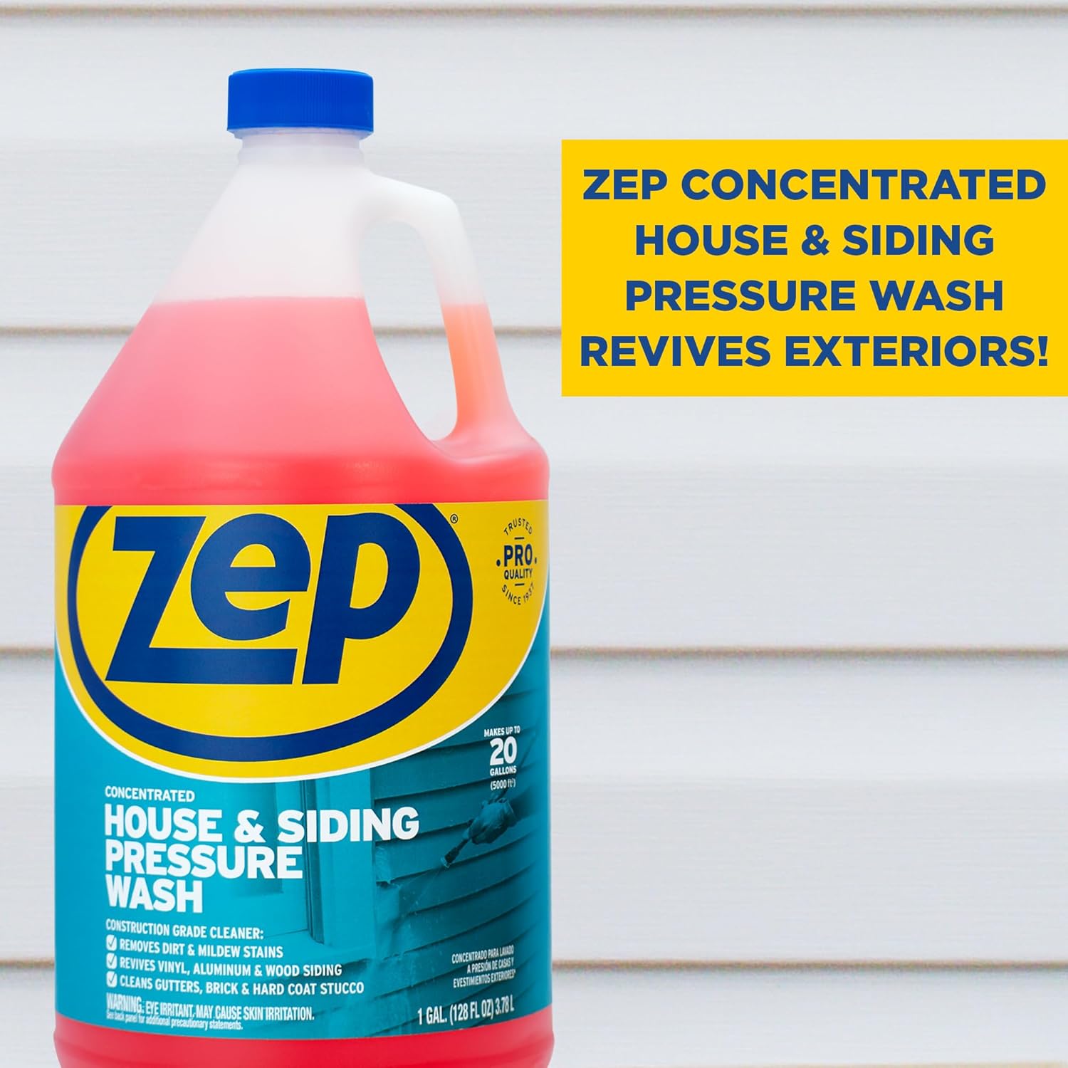 Zep House and Siding Pressure Wash Cleaner Concentrate - 1 Gallon (Case of 2) ZUVWS128 - Construction Grade Formula