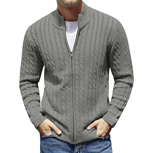 TYSORT Mens High Neck Zipper Sweater