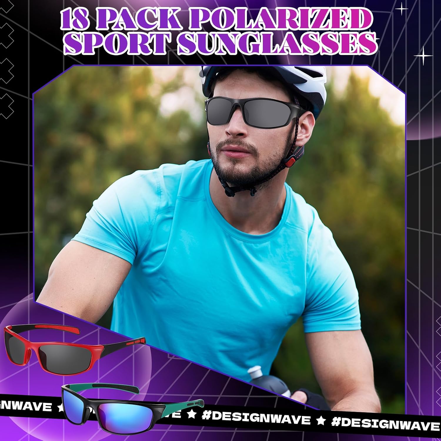 Leumoi 18 Pairs Sports Sunglasses Tactical Running Sunglasses Driving Shade Motorcycle Glasses for Men Women Youth - Image 4