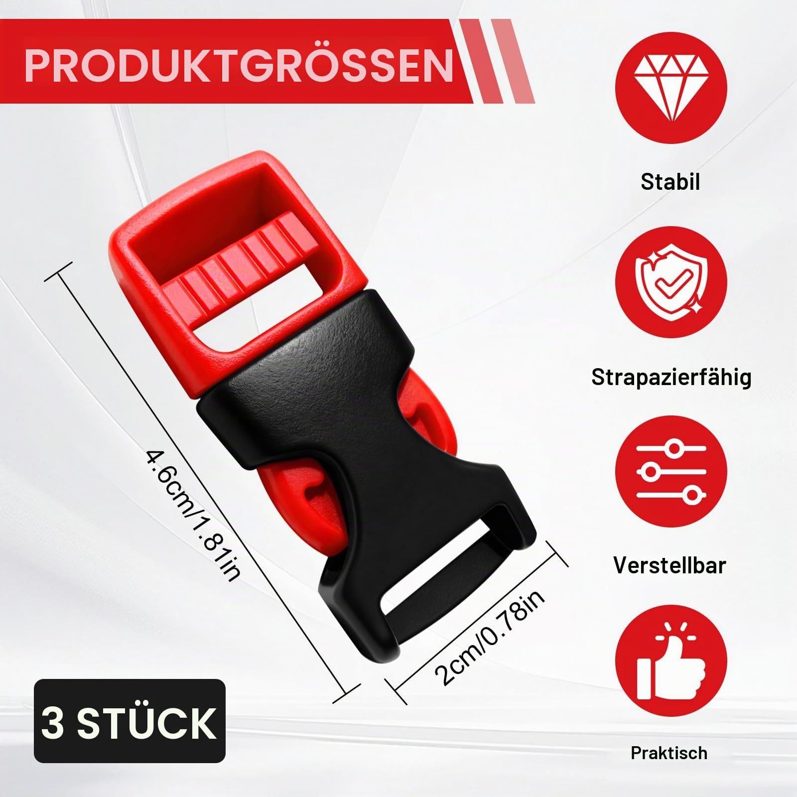 3 Stück Fahrradhelm Verschluss, Universelle Helmkinnclip Ersatzteile, Kinnverschluss Steckschloss Schnalle für Fahrrad-, Motorrad- & E-Bike-Helme