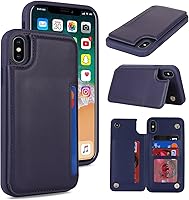 Vista 15 de iCoverCase Compatible con Funda para iPhone XR con Tarjetero, Funda de Teléfono Tipo Cartera para Hombres y Mujeres con Bloqueo RFID de Piel Beige
