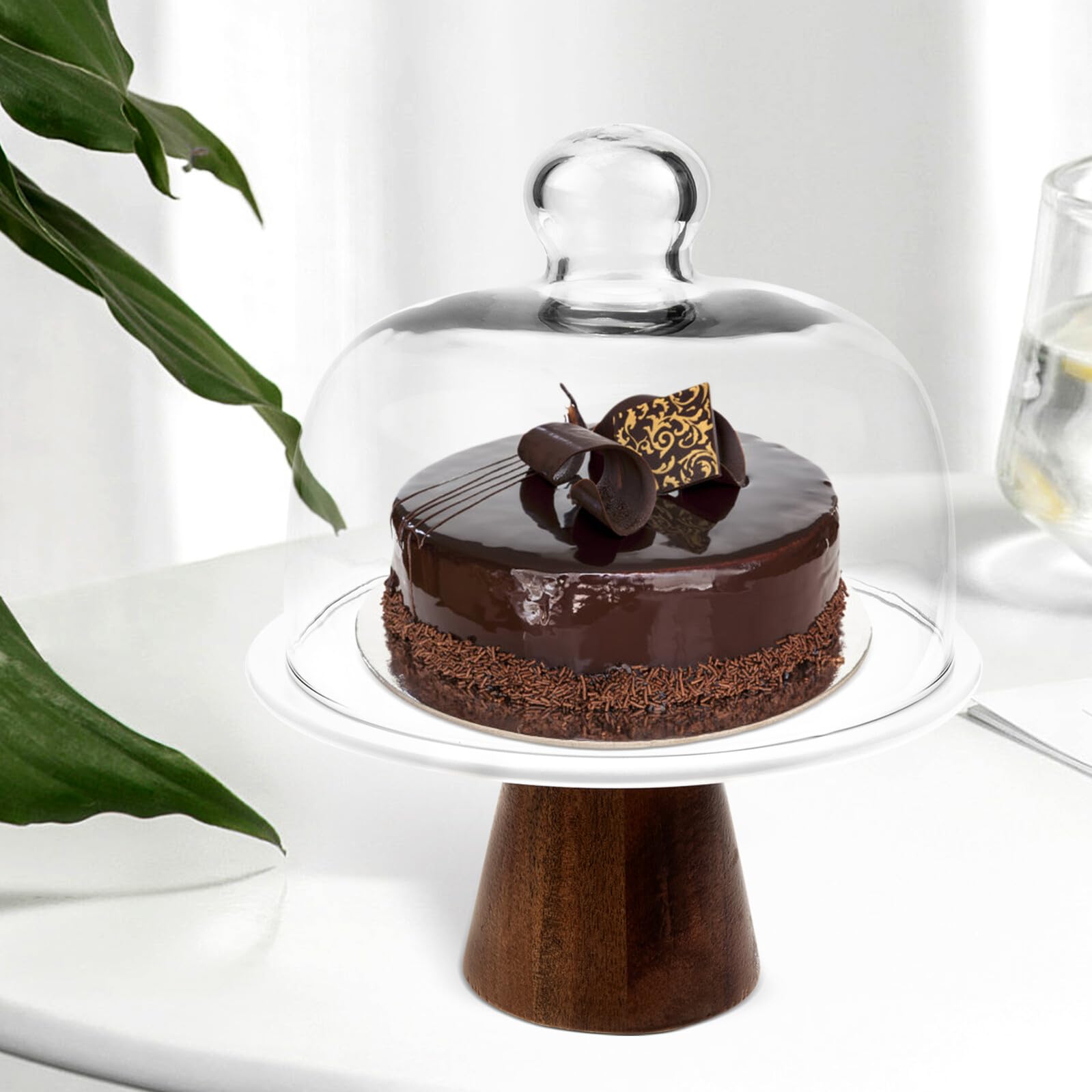 Artibetter Alzatina per Torte in Ceramica con Coperchio, Vassoio Dessert