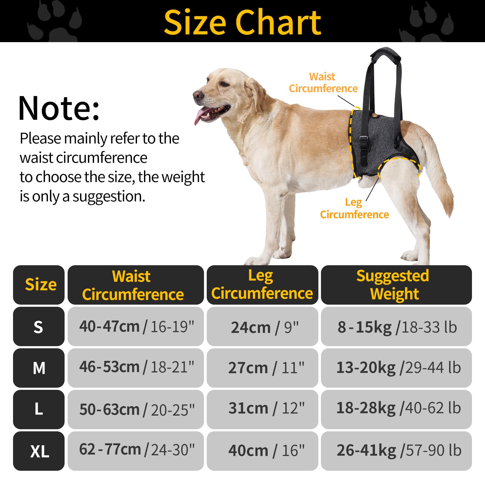 HEYWEAN Dog Lifting Harness Leg Support for Back Legs Dog Slings for Small Medium Large Dogs Leg Brace Adjustable Lift Harness Hind Legs Support Strap for Injured Disabled Elderly Dogs Walking Aid - Image 3