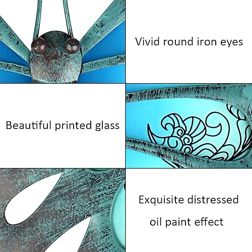 Miniatura 4 de Maansfy Decoración de pared de mariposas para jardín al aire libre, esculturas de metal de cristal, decoración colgante para dormitorio, patio, valla