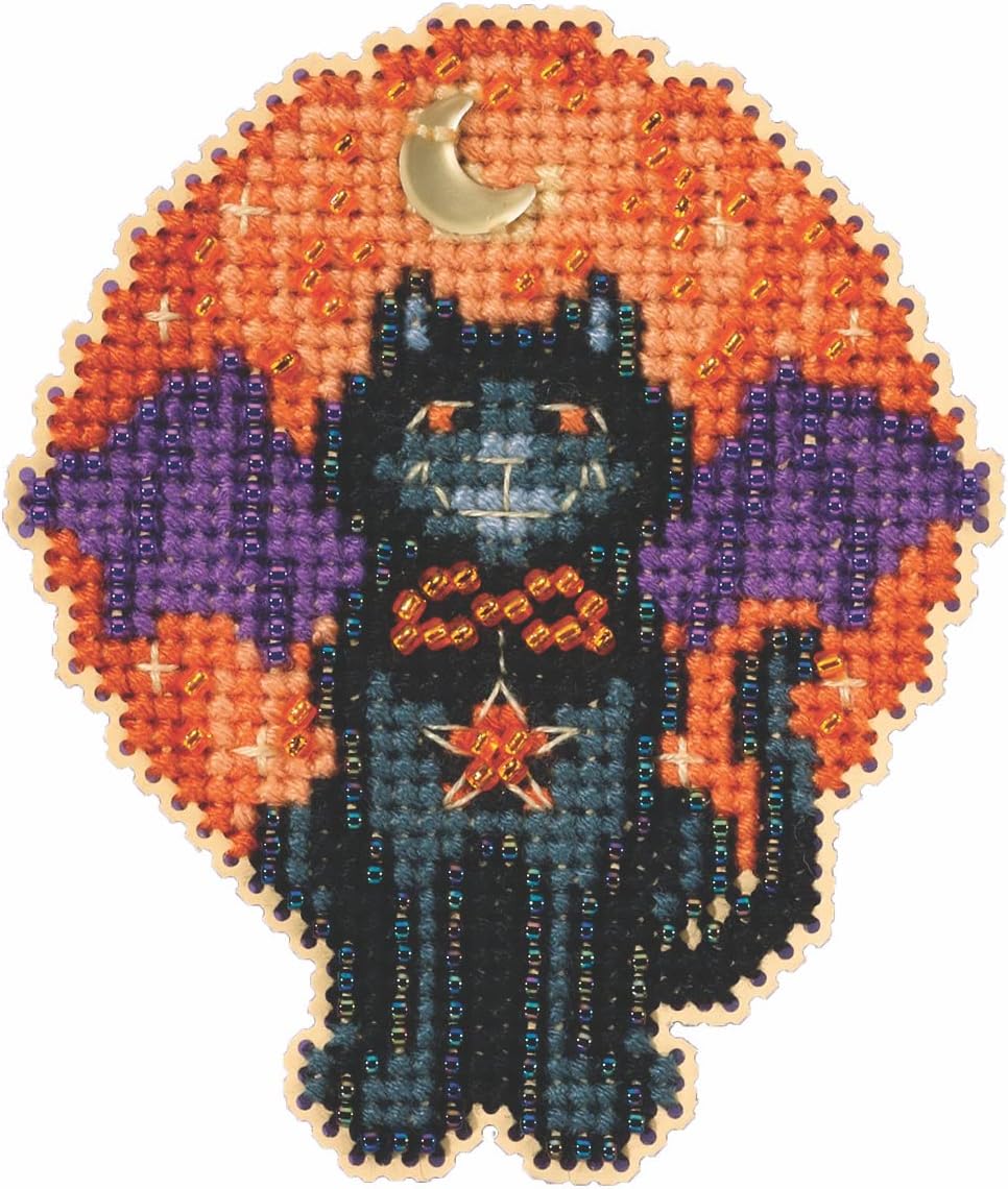 Mill Hill Bat Cat Beaded Counted Cross Stitch Ornament Kit 2023 Autumn Harvest MH182324