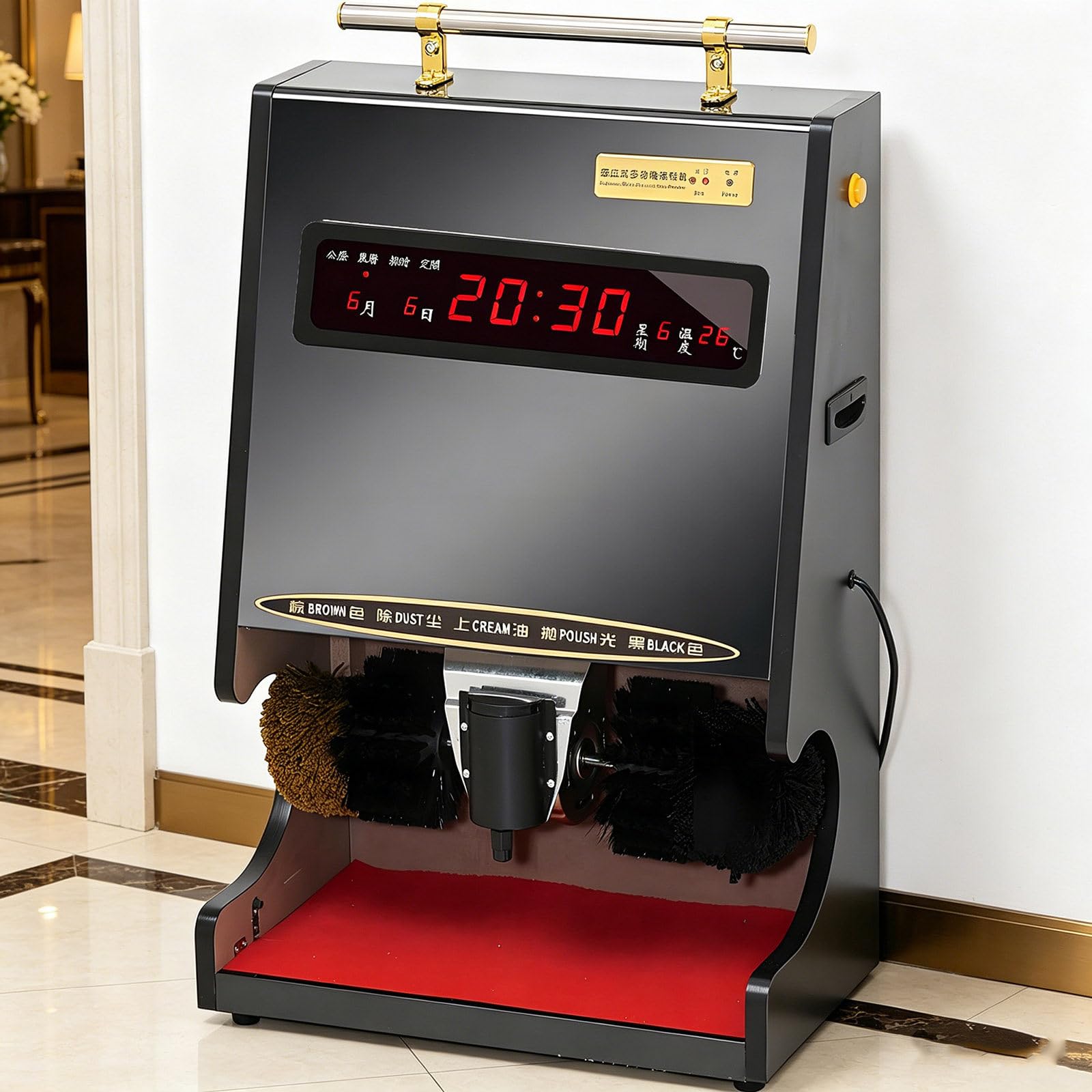 Shoe Polisher Fully Automatic, Hotel Commercial Automatic Shoe-Shining Machine, Electric Shoe Cleaner for Dust Removal Polishing with Dual Combination Brush, Leather Shoe Cleaning Kit BLACK