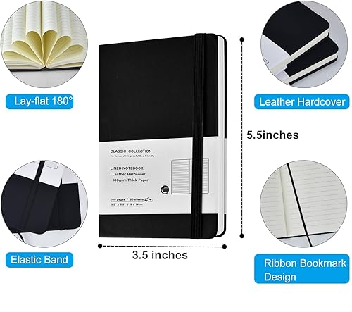 Miniatura 10 de Paquete de 6 cuadernos de bolsillo, cuadernos pequeños, mini bloc de notas con rayas universitarias, de tapa dura de cuero, para oficina, hogar,