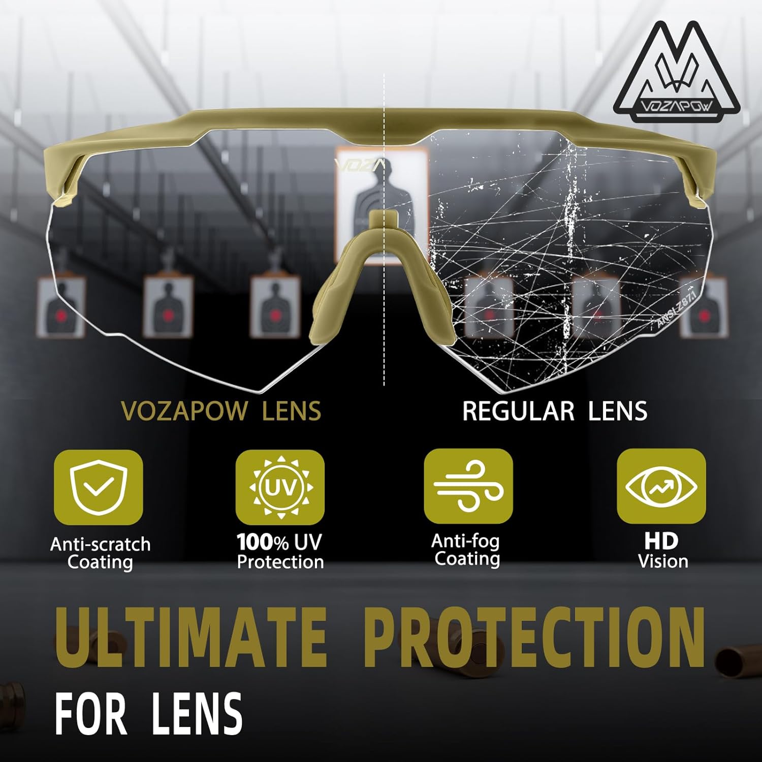 Shooting Glasses Anti Fog with High Definition Lenses, ANSI Z87.1 Certified Tactical Safety Glasses for Men Women - Image 4