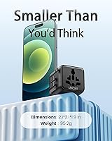 Vista 3 de LENCENT Adaptador universal de enchufe de viaje, adaptador de corriente internacional con doble salida de CA, cargador de pared mundial para EE. UU.