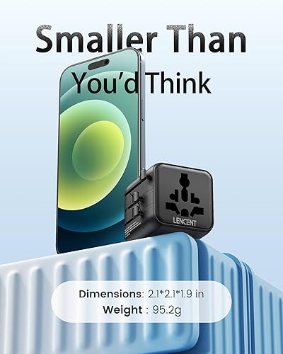 Miniatura 3 de LENCENT Adaptador universal de enchufe de viaje, adaptador de corriente internacional con doble salida de CA, cargador de pared mundial para EE. UU.