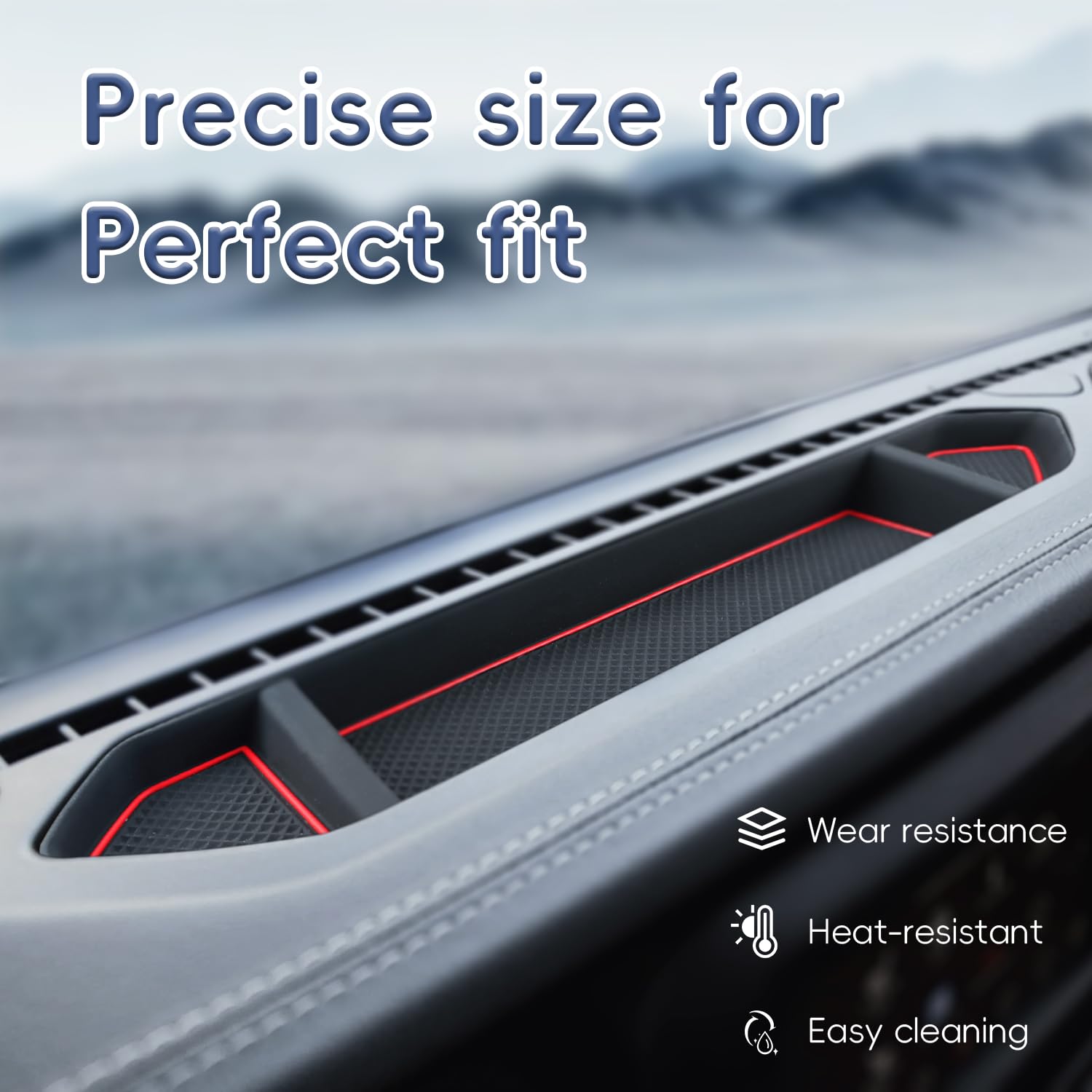 Auovo Silicon Organizer Tray Mat Compatible with 2018-2023 Wrangler JL JLU 2020-2023 Gladiator JT Accessories Center Console Pads Organizer Tray Trim Car Interior Decoration Trim(Red)