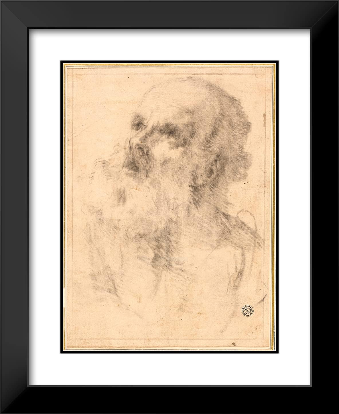 ArtDirect Bartolome Esteban Murillo 20x24 Black Modern Framed and Double Matted Art Print Titled Head of an Old Man