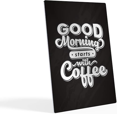Miniatura 2 de HB Art Design Good Morning Starts with Coffee Retro Style Quote Metal Print Wall Art Coffee Bar Decor Coffee Signs Kitchen Wall Decor Dining Room