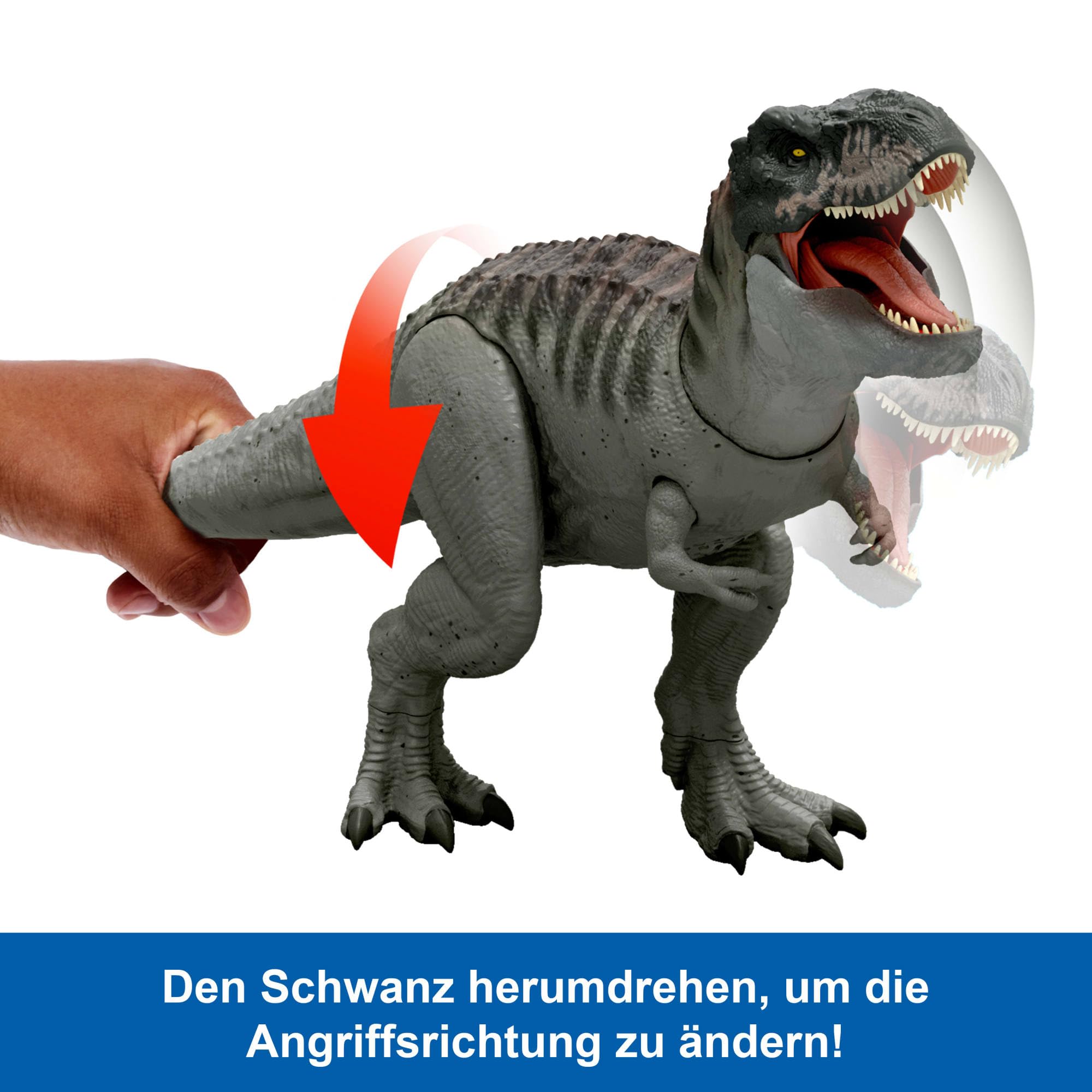 Mattel Jurassic World: Die Wiedergeburt Power-Fresser Tyrannosaurus Rex Dinosaurierfigur – mit zungenaktivierter Beiß-Attacke, Licht & Sound, digitalem Spielspaß, JGB50