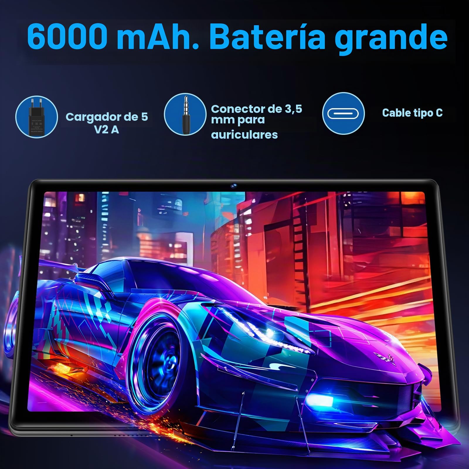 Tablet Android Tablet 10 Pulgadas, 20GB RAM+128GB ROM/TF 1TB, Octa-Core 2.0 GHz, WiFi 6, Bluetooth 5.0, Batería 6000mAh, 5MP+8MP, Widevine L1, GMS, GPS, Tablet con Funda, Ratón & Teclado - Negro