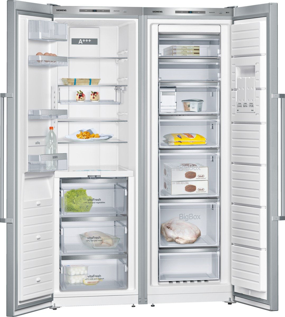 Siemens ka99fpi35 de Side By Side/A + +/186 cm Hauteur/318 kWh/an/300 L Partie isotherme/237 L Partie Congélateur/supergefrieren/Barre verticale Poignée