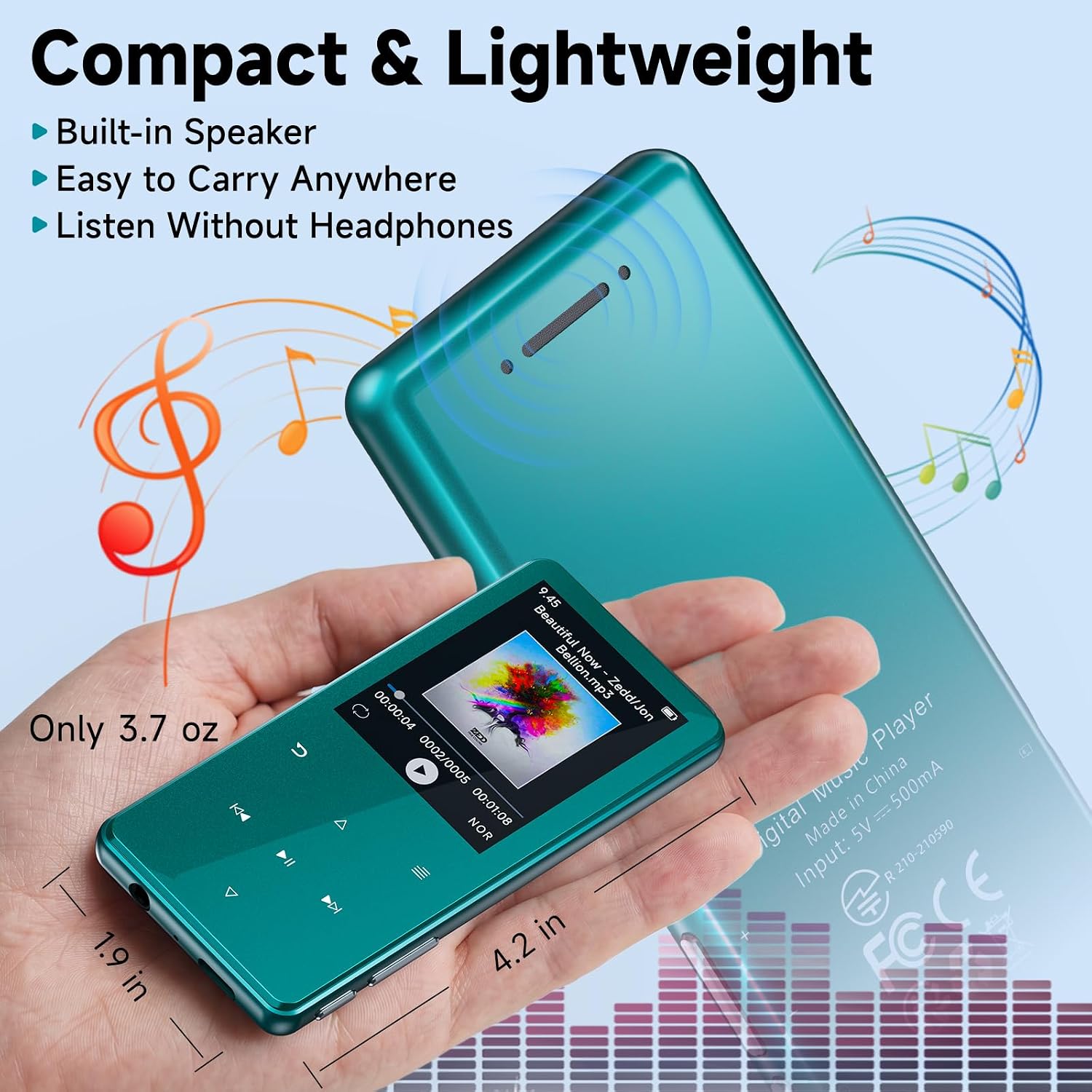 64GB MP3 Player with Bluetooth 5.3 Auto Reconnect, Zinc Alloy Body