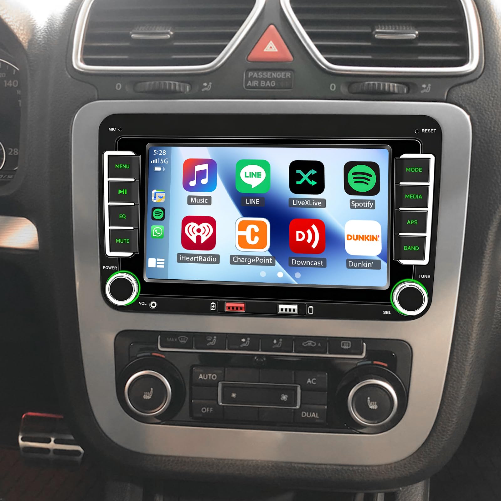 2 DIN Autoradio avec sans Fil CarPlay pour Volkswagen Scirocco 2008-2012