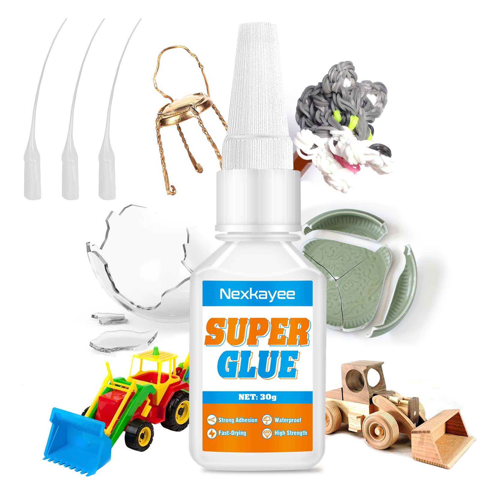 Super Glue, Fast-Drying Superglue, Transparent Adhesive for Ceramic, Plastic, Glass, Metal, Leather, Shoe, DIY Craft, 30g (Pack of 1)