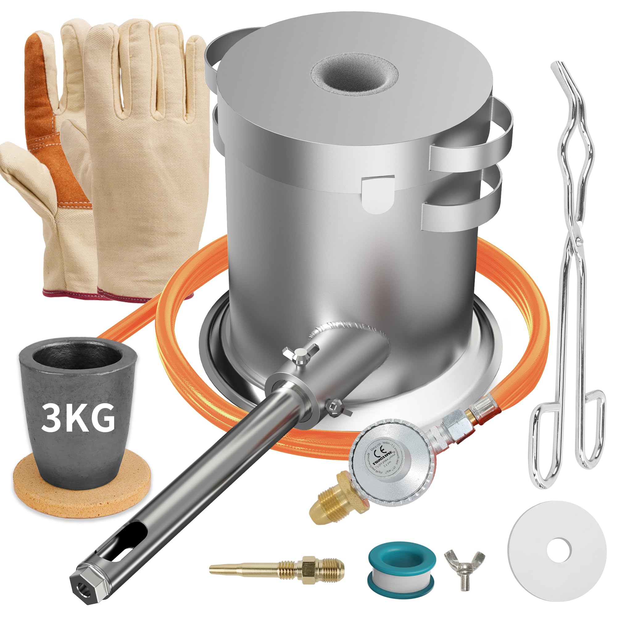 Nelyrho 6KG Melting Furnace Kit With Ingot Mold - 135,000 BTU Stainless Steel Foundry For Metal Casting