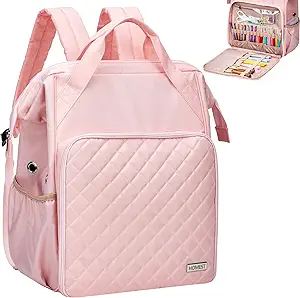 3. HOMEST Knitting Bag Backpack with Custom Front Pocket - Pink